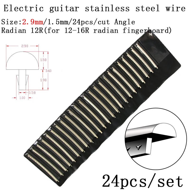 24 шт., лады на грифе, провод для электрогитары, никель-серебристый, нержавеющая сталь, 2,4 мм, 2,7 мм, 2,9 мм, ремонтный материал, аксессуары