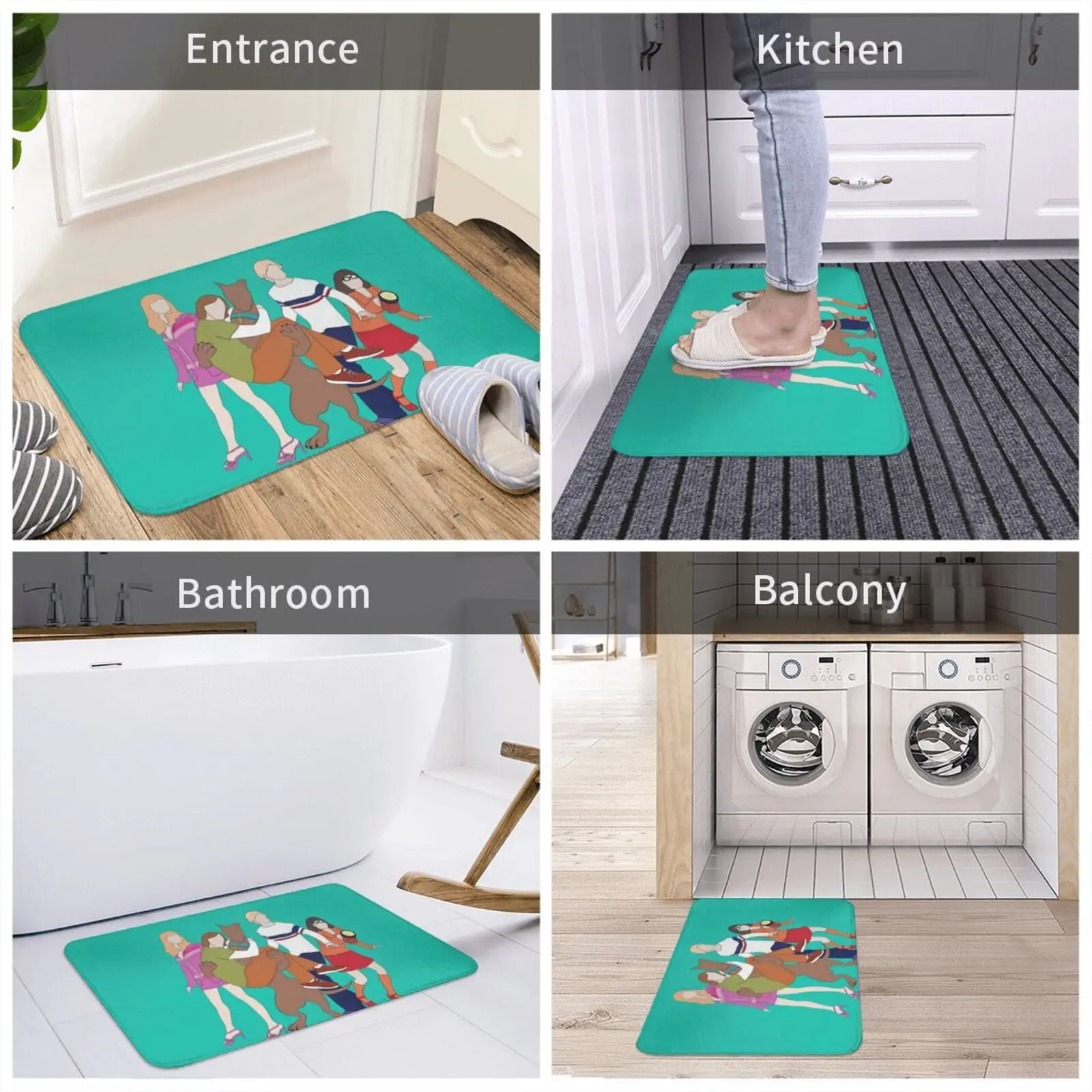 Scooby Squad Soft Mat Doorway Non-Slip Water Uptake Carpet Digitalart Ilustration Shaggy Daphne Vilma Digitalart Ilustration