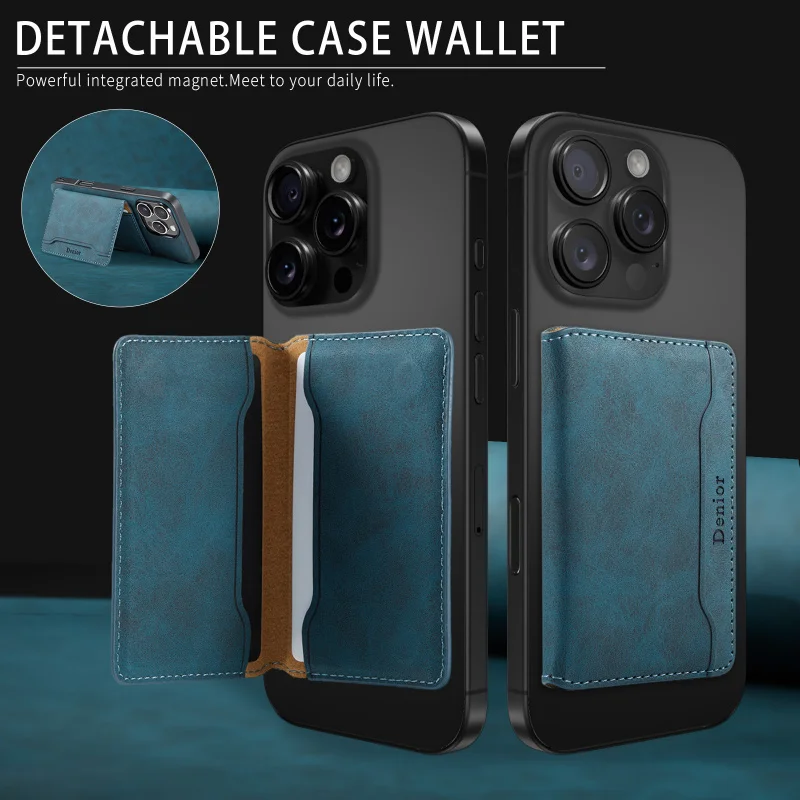 Credit Card Wallet-Magnetic Phone Case with 3 Card Slots,Faux Leather,Strong Magnet for Secure ID&Credit Card Storage,Men'S Gift