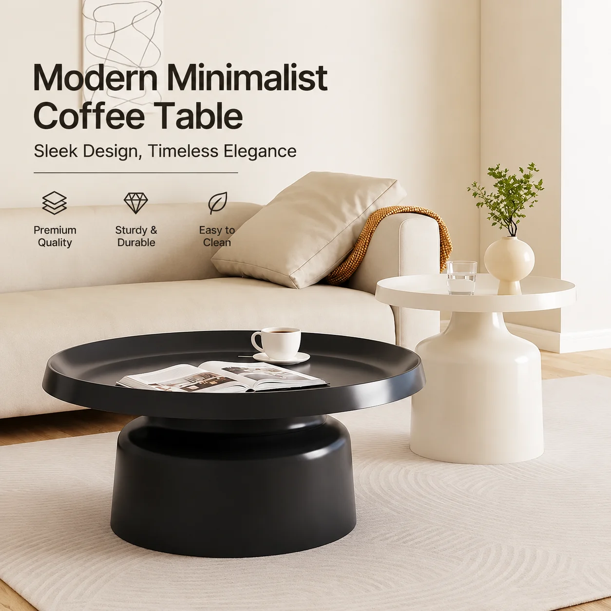 Modern Geometric Small Coffee Table | Nordic Minimalist Corner Table, Stylish & Functional for Sofa & Bedside Use