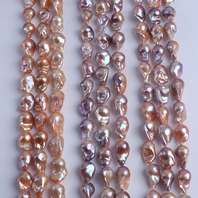 13-18mm pink/purple/mixed color baroque fireball shape freshwater pearl natural genuine pearl string for jewelry making