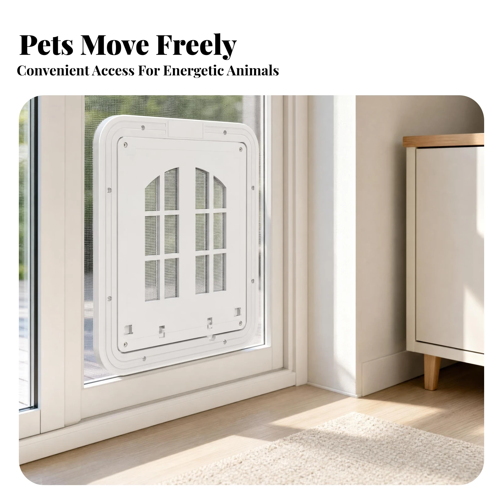 Screen Door Pet Flap Hinged Mesh Pet Door Framed Slim Profile for Cats