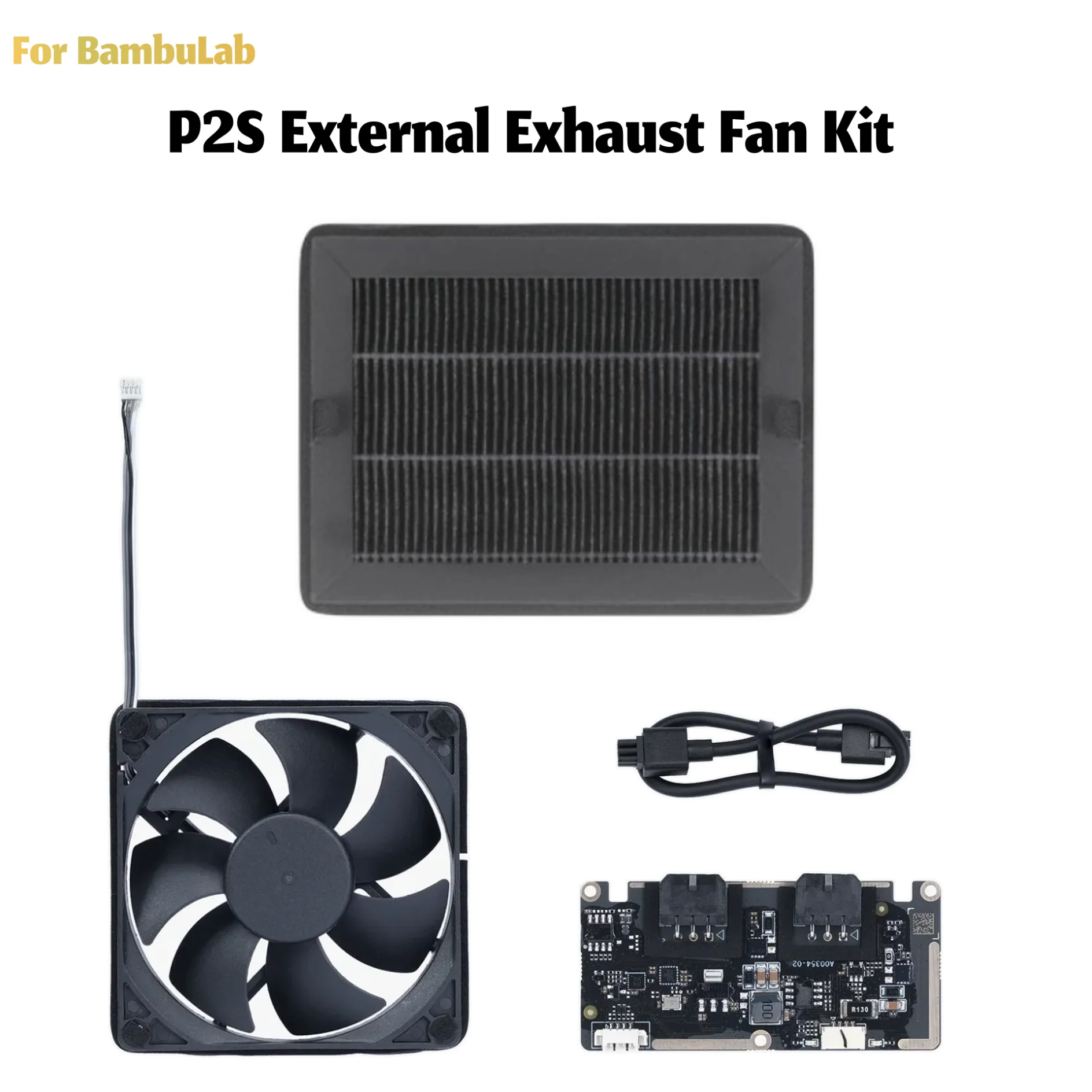 For Bambu Lab P2S External Exhaust Fan Kit with Filter 3D Printer Exhaust Accessory