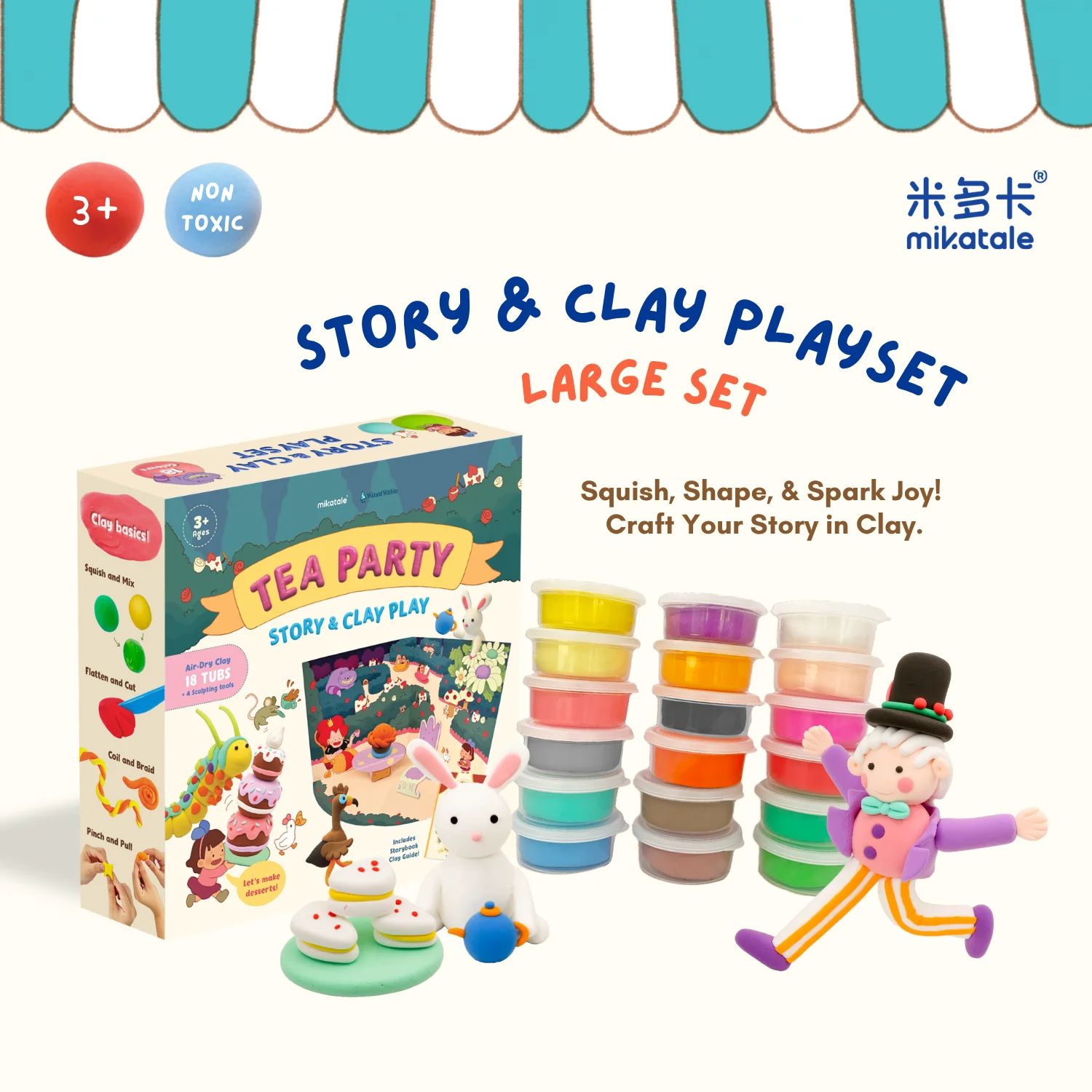 

Cloududa Clay Modeling Clay Air Dry Play Dough Air Plasticine 18pcs/box Story Series Non-toxic Diy For Children Ages 3+