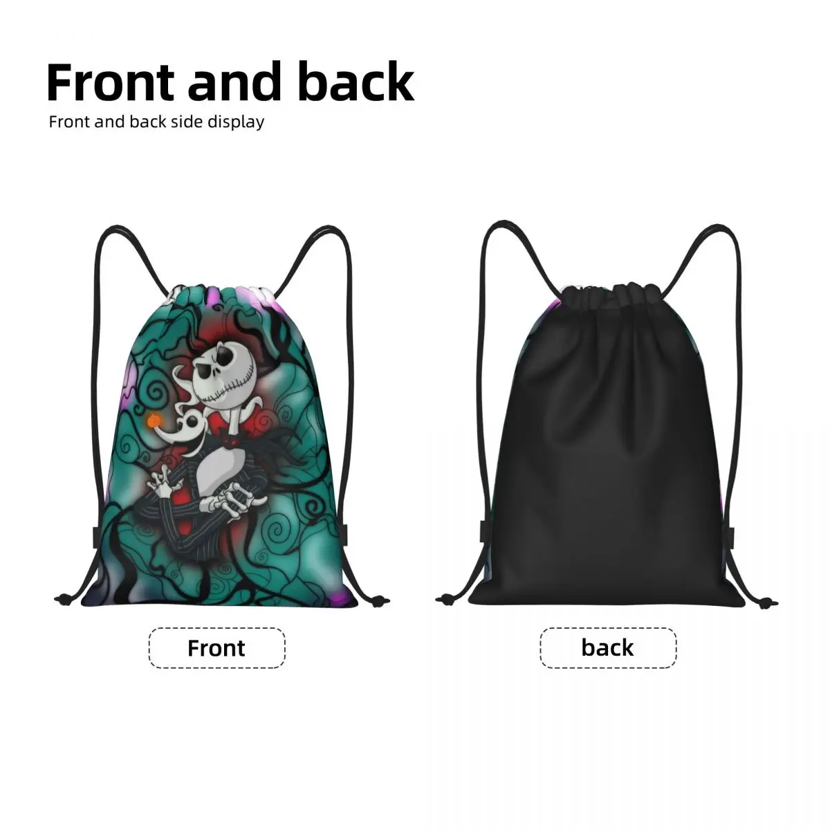 Jack Skellington bolsas con cordón de película de Halloween personalizadas para compras, mochilas de Yoga para hombres y mujeres, deportes, gimnasio Sackpack