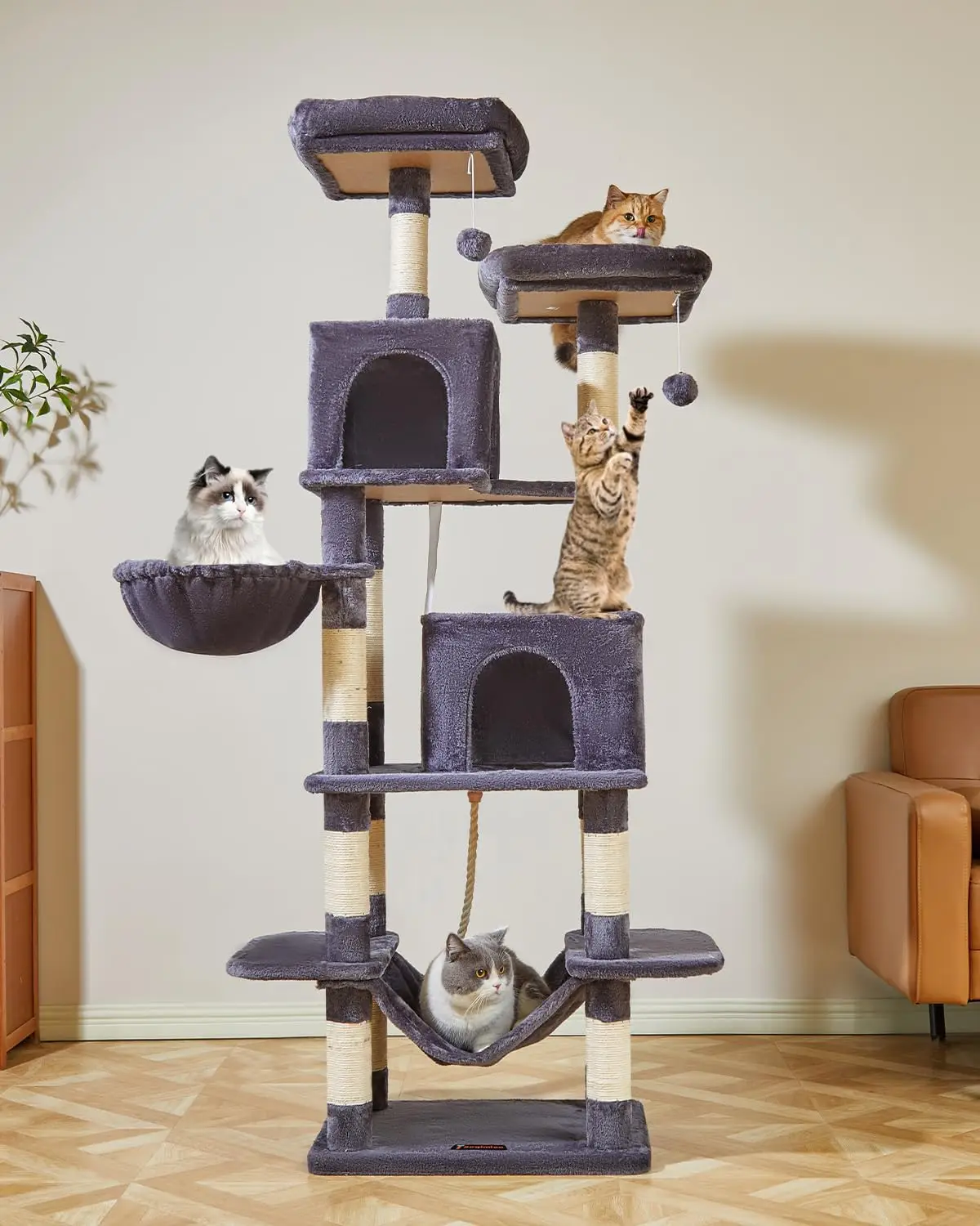 Kattentoren Voor Katten Binnenshuis, Pluche Kattenappartement Met Meerdere Niveaus