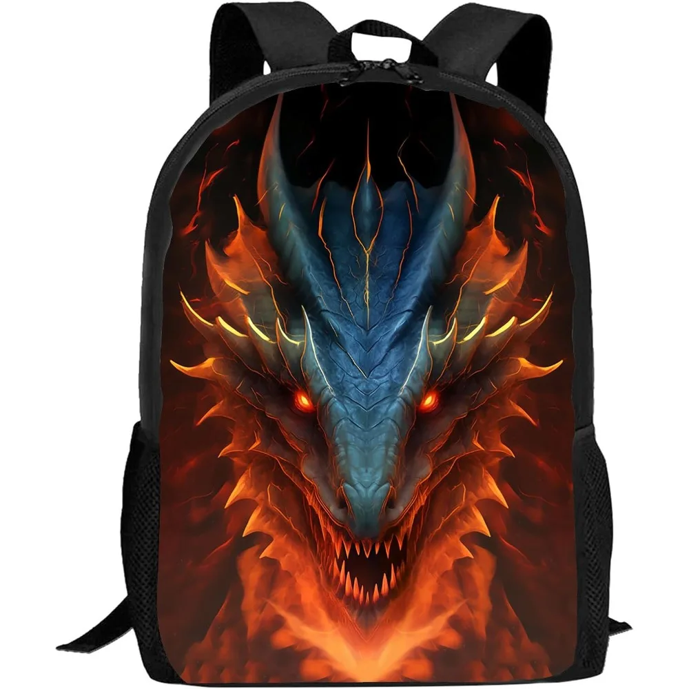 

Kids Dragon Backpack For Boys Girls Cool Fire Dragon School Bookbag Large Capacity Elementary Middle High School