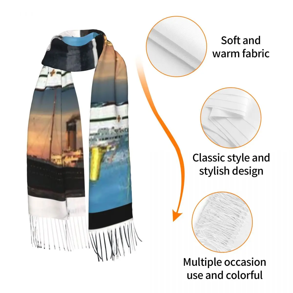 Titanic Britanic Zus Schip Ijsberg Witte Ster Liners Sjaal Sjaals voor Vrouwen Zachte Warme Sjaals en Wraps Grote Sjaal Wrap