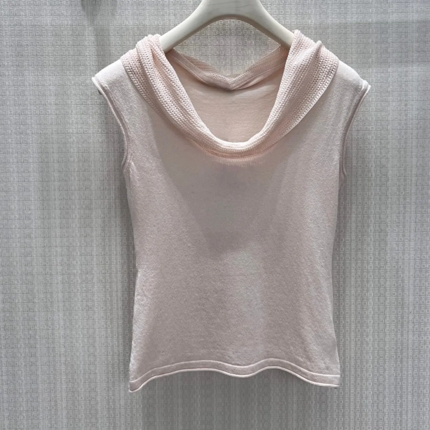 Lightweight Wool Short-Sleeve Sweater, Sleeveless Slim Waist Knit Top