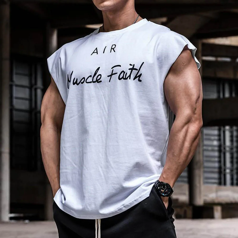 

Мужской жилет с буквенным принтом, повседневная майка для фитнеса, летняя дышащая спортивная футболка без рукавов для бега в тренажерном зале, мужская одежда, новинка 2023 года