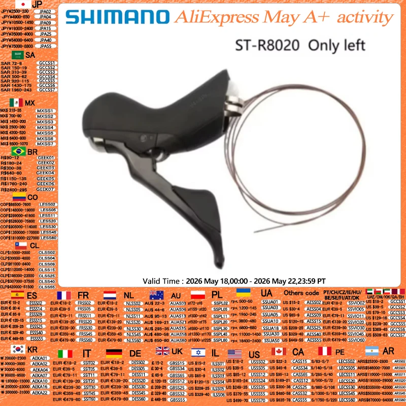 Shimano Ultegra ST-R8020 manette de vitesse 2x11s seulement manette de vitesse gauche ou seulement droite pour frein à disque hydraulique manette de vitesse de vélo de route