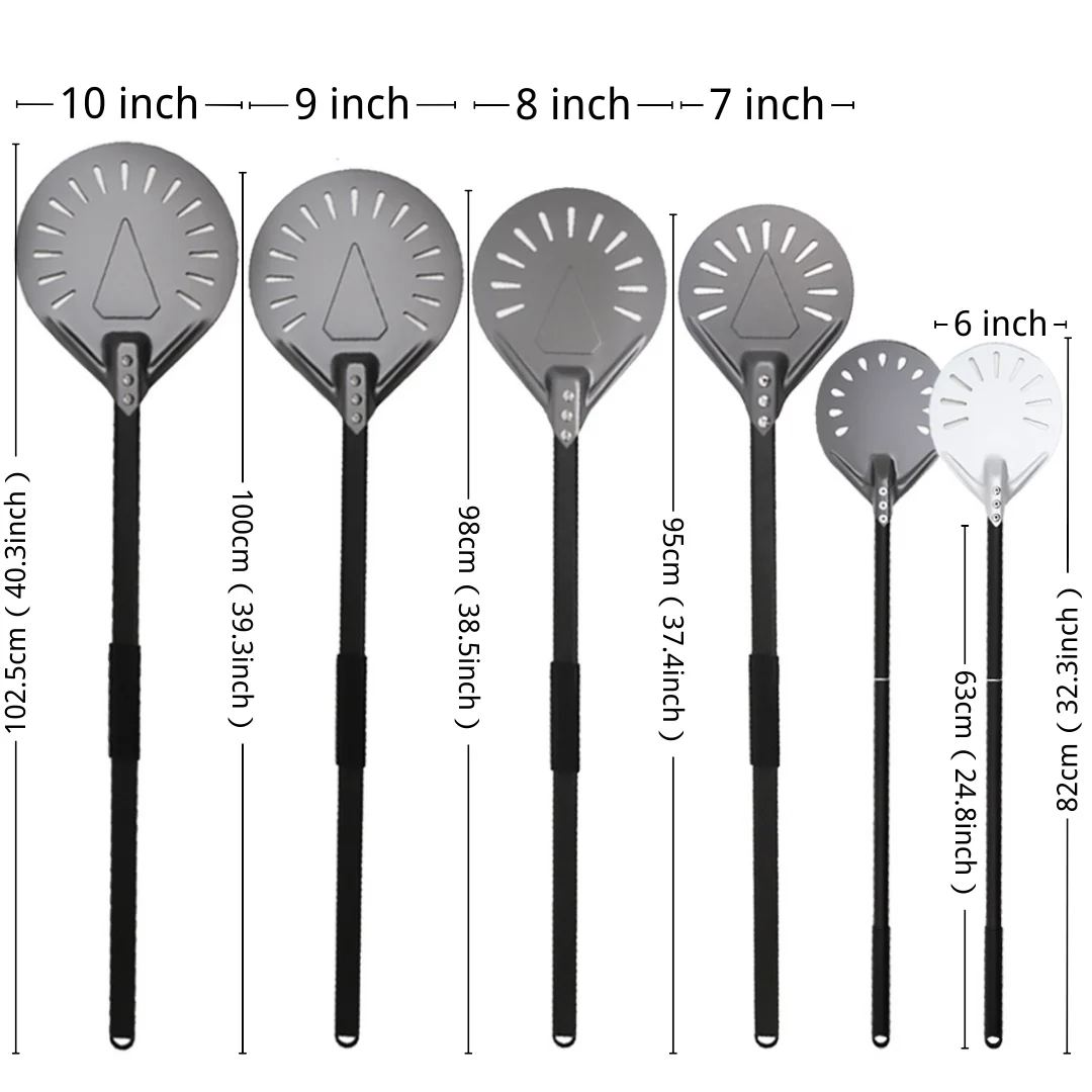 7 8 9 10 Inch Long Pizza Peel AdjustableTurning Shovel Spatula Baking Tool Kitchen Utensils Nonstick Big Pizza Turner for Oven