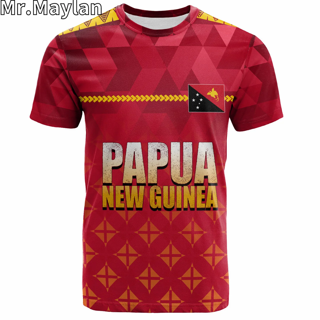 Custom 3D Papua New Guinea Polynesian Hawaii T-Shirt Lowpolly Pattern with Polynesian Motif Tshirt Men Women Unisex Tee Tops