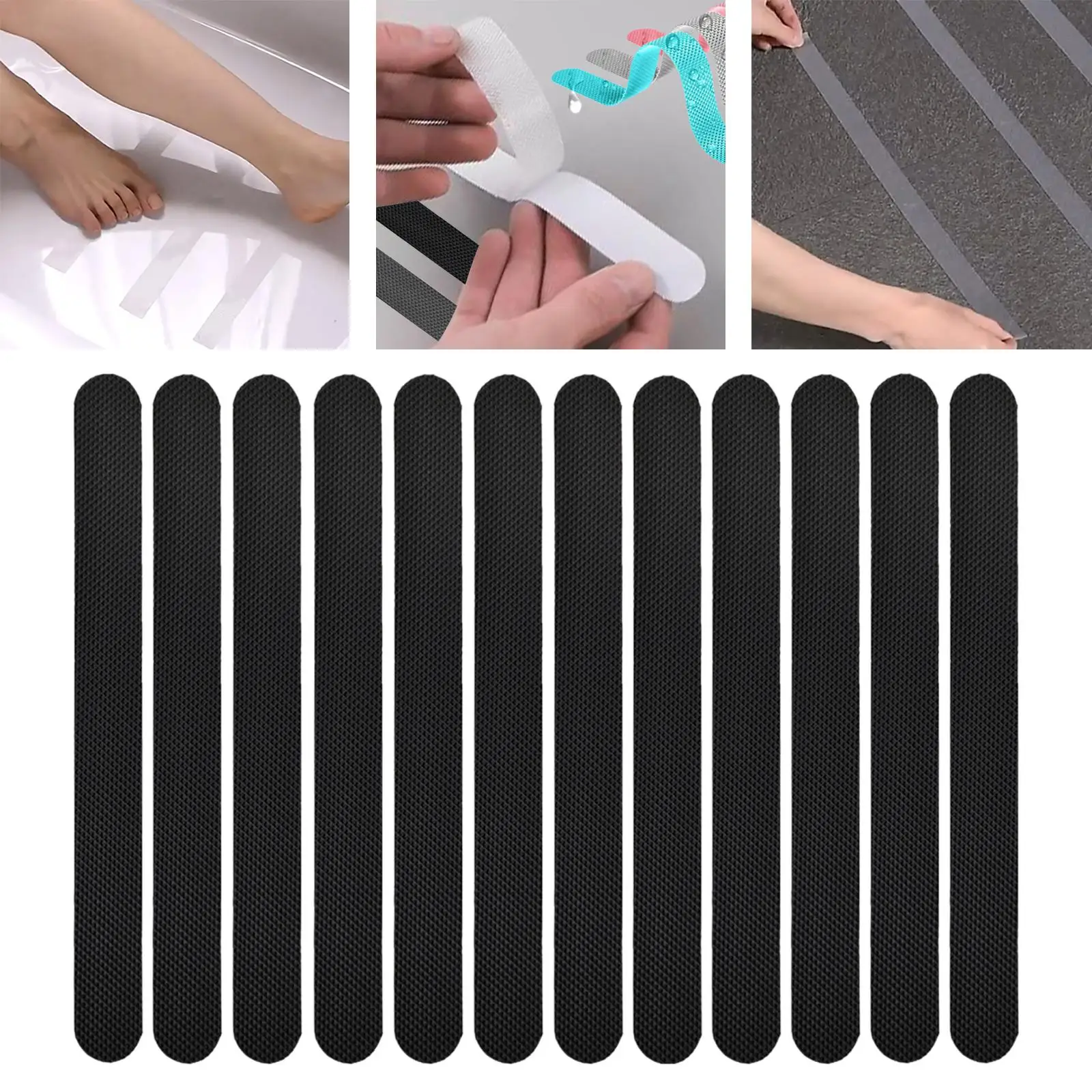 Bathtub Non Slip Sticker Set Transparent Traction Treads PEVA Grip Strips for Anti Skid Shower Bath Floor