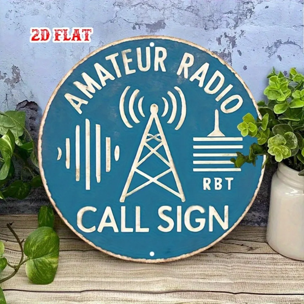 

Blue Round Aluminum Communication Sign - Metal Wall Decor for Home, Garage, Restaurant, Cafe