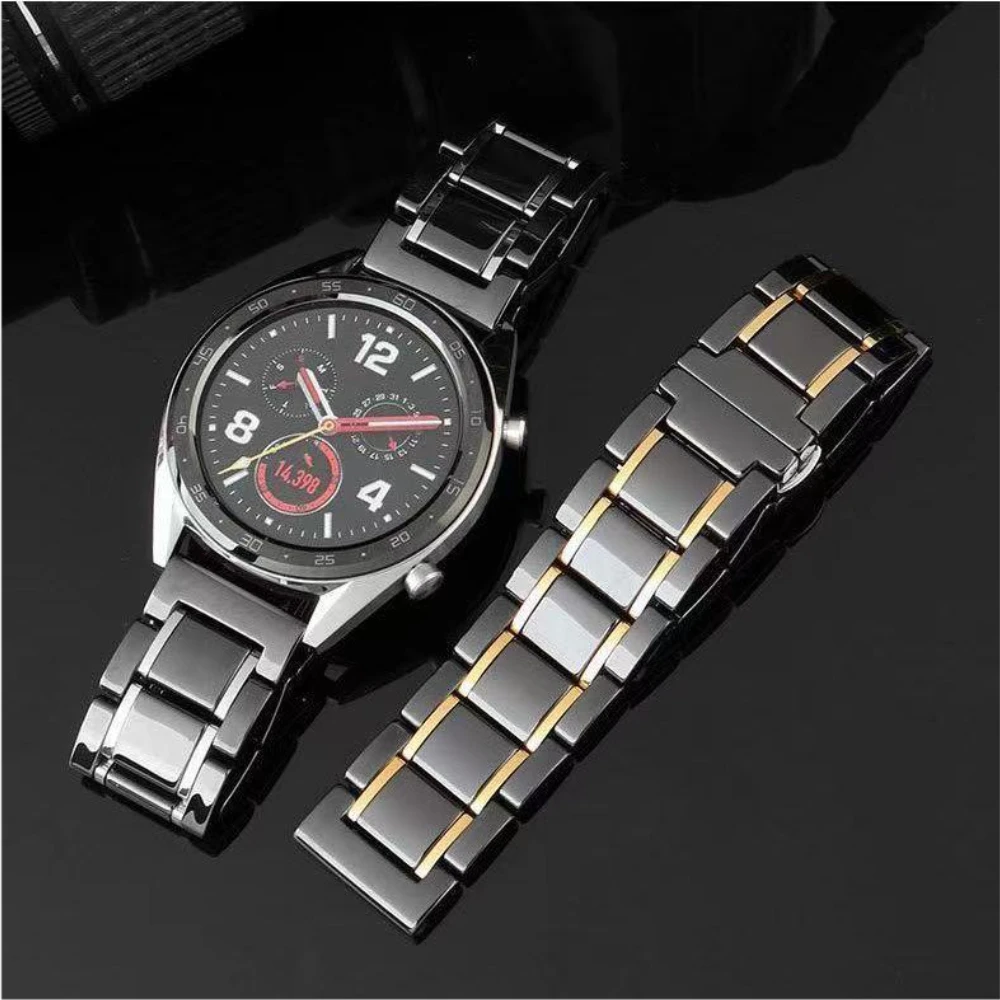 حزام سيراميك لساعة سامسونج ، سوار من الستانلس ستيل ، ساعة GT 4 3 2 Pro ، Amazfit GTR ، GTS ، 6 ، 5 ، 4 ، 3 gnet ، S3 ، 20 ، 22