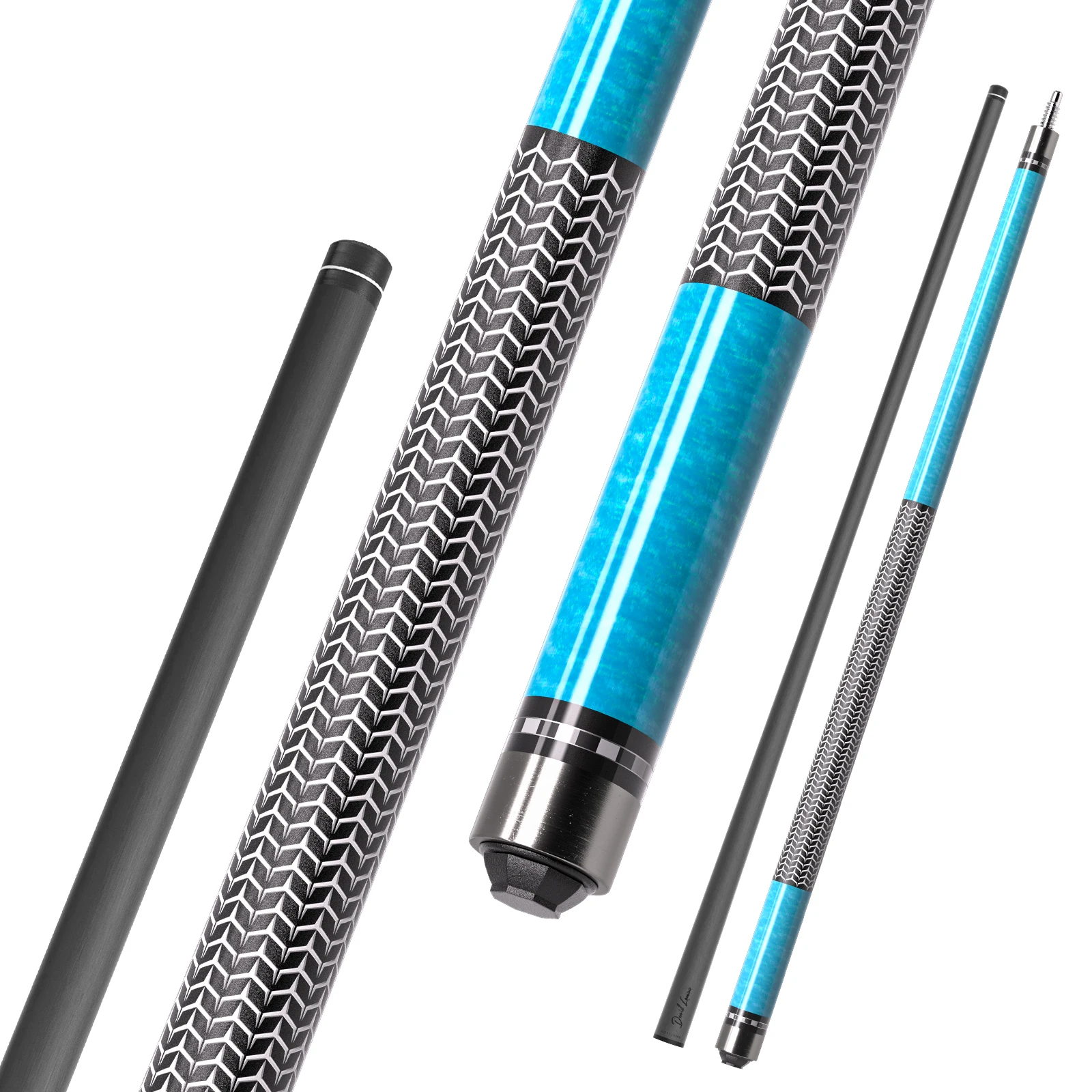 

David Loman designed with advanced snake pattern series carbon fiber pool cue Snake pattern grip anti slip design