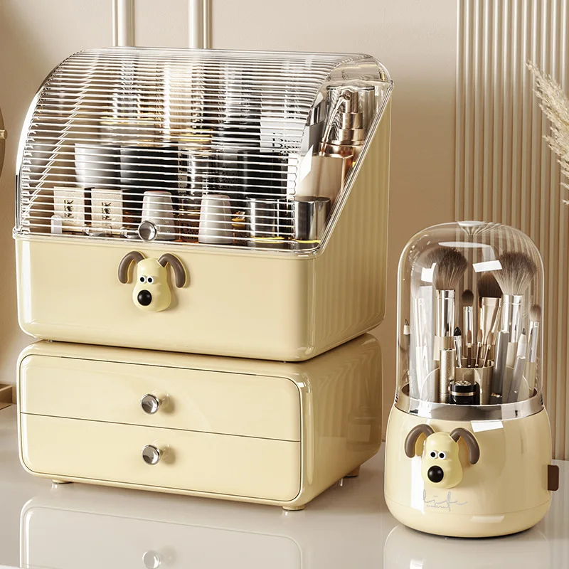 

Ящик для хранения косметики Настольный комод пыленепроницаемый с крышкой большая емкость губная помада, маска для лица, уход за кожей органайзер для ванной комнаты