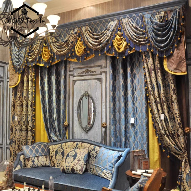 

Luxury American European Chenille Blackout Curtains for Living Room Bedroom Dining Room High End Thermal Drapes Custom Valance