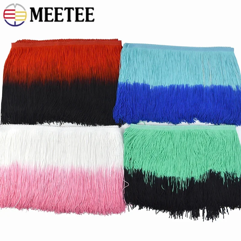 Meetee 2/5/10Meters New Colourful Polyester Fringe Lace Trim Tassel Ribbons DIY Sewing Latin Dress Garment Fabric Accessories