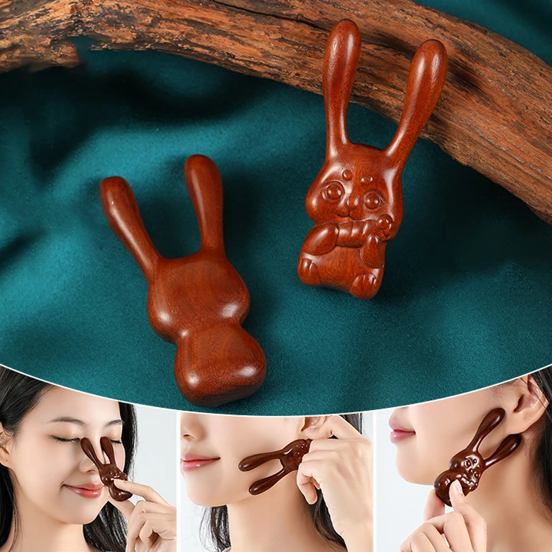 Rabbit Shape Facial Meridian Massage Comb Massager For Eyes Nose Ear Neck Promote Blood Circulation Trigger Point Gua Sha Board