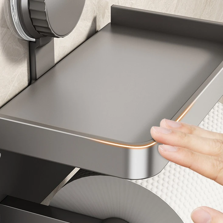 Suction Up Paper Rack Toilet Paper Holder No Drilling Bathroom Tissue Rack Household Wall-mounted Toilet Paper Box 1PC