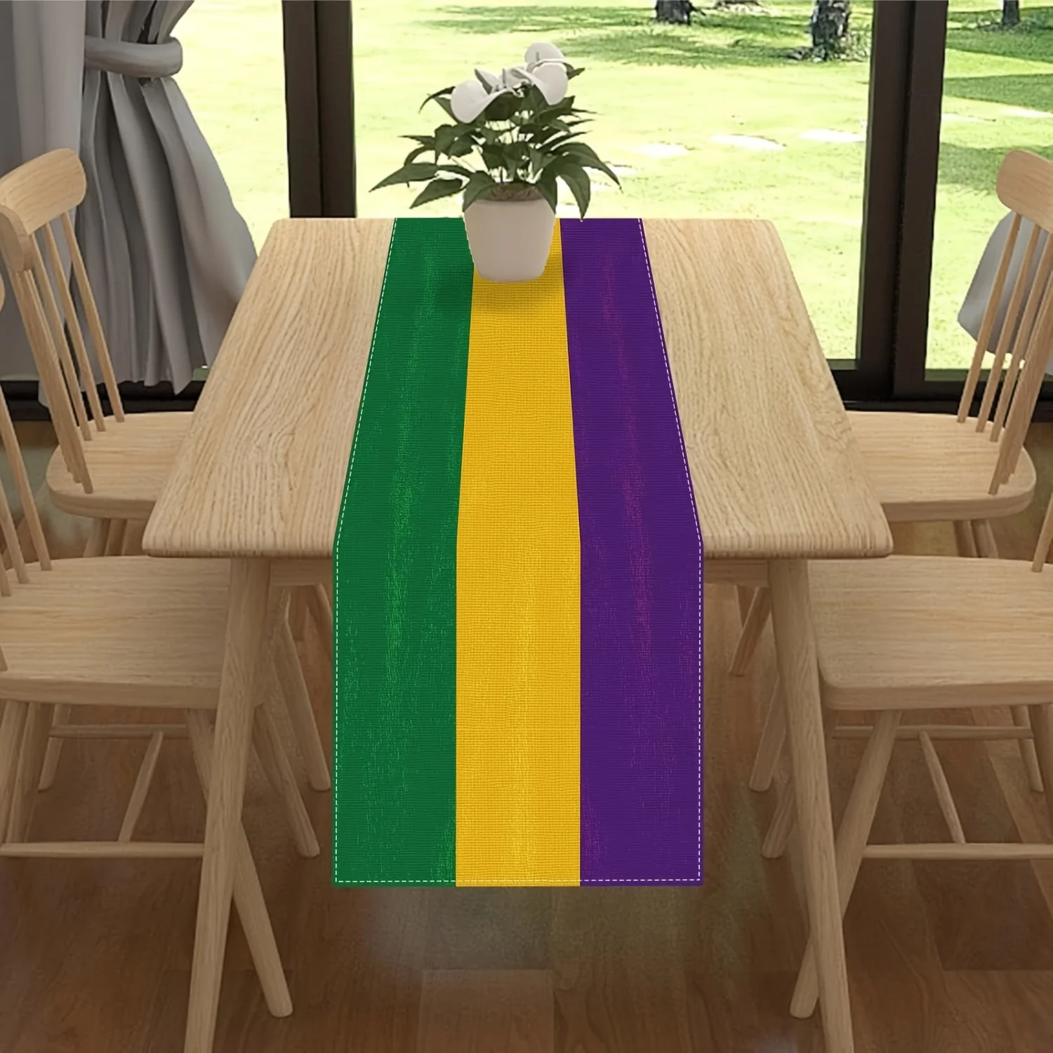 Mardi Gras Celebration  Table Runner - New Orleans Brazil Carnival Decor, Perfect for Home & Kitchen 33x183cm Home Party Decor
