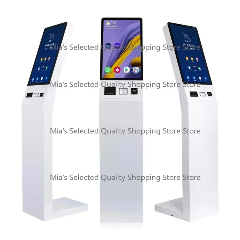 Self Payment Kiosk with Printer NFC QR Code Finger Reader for Restaurant Order Win10 Win11 Linux Totem
