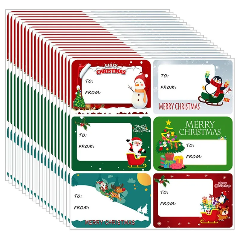 Lindas pegatinas de regalo de Navidad: superficie brillante, bolsas de papel, cierre y pegatinas de nombre, pueden escribir etiquetas adhesivas de regalo de embalaje navideño