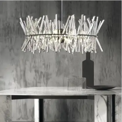 

Post-modern minimalist living room lamps foreign designers crystal glass dining chandeliers round creative art bedroom lamps