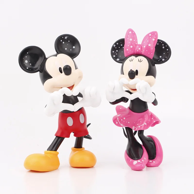 

New Disney Kawaii Mickey Mini 15cm Model Cartoon Desktop Ornaments Modeling Doll Hand-made Toys Decoration Girl Birthday Gift