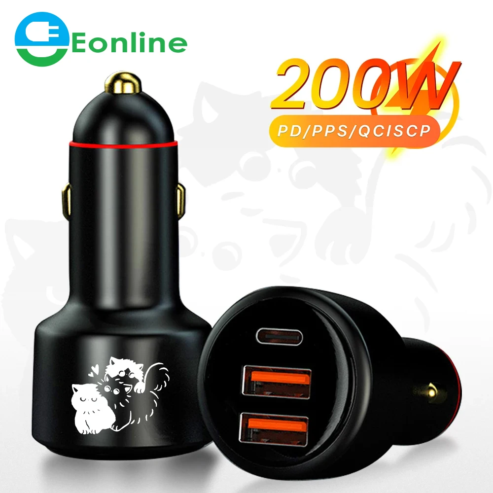 

Eonline 2D 200W Car Charger Cigarette Socket LED Type-C PD 35W USB 100W Quick Charge For IPhone OPPO HUAWEI Xiaomi