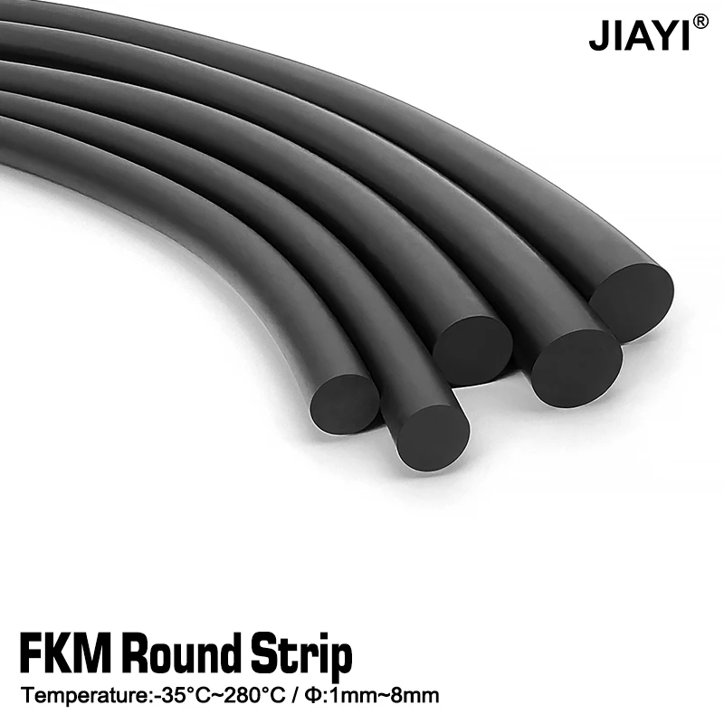 Black FKM Round Solid Strip Oil Resistance Fluororubber O-Bar Good Compression Diameter 1.8/ 2/2.5/3/3.5/4/4.5/5/6mm Not Foaming