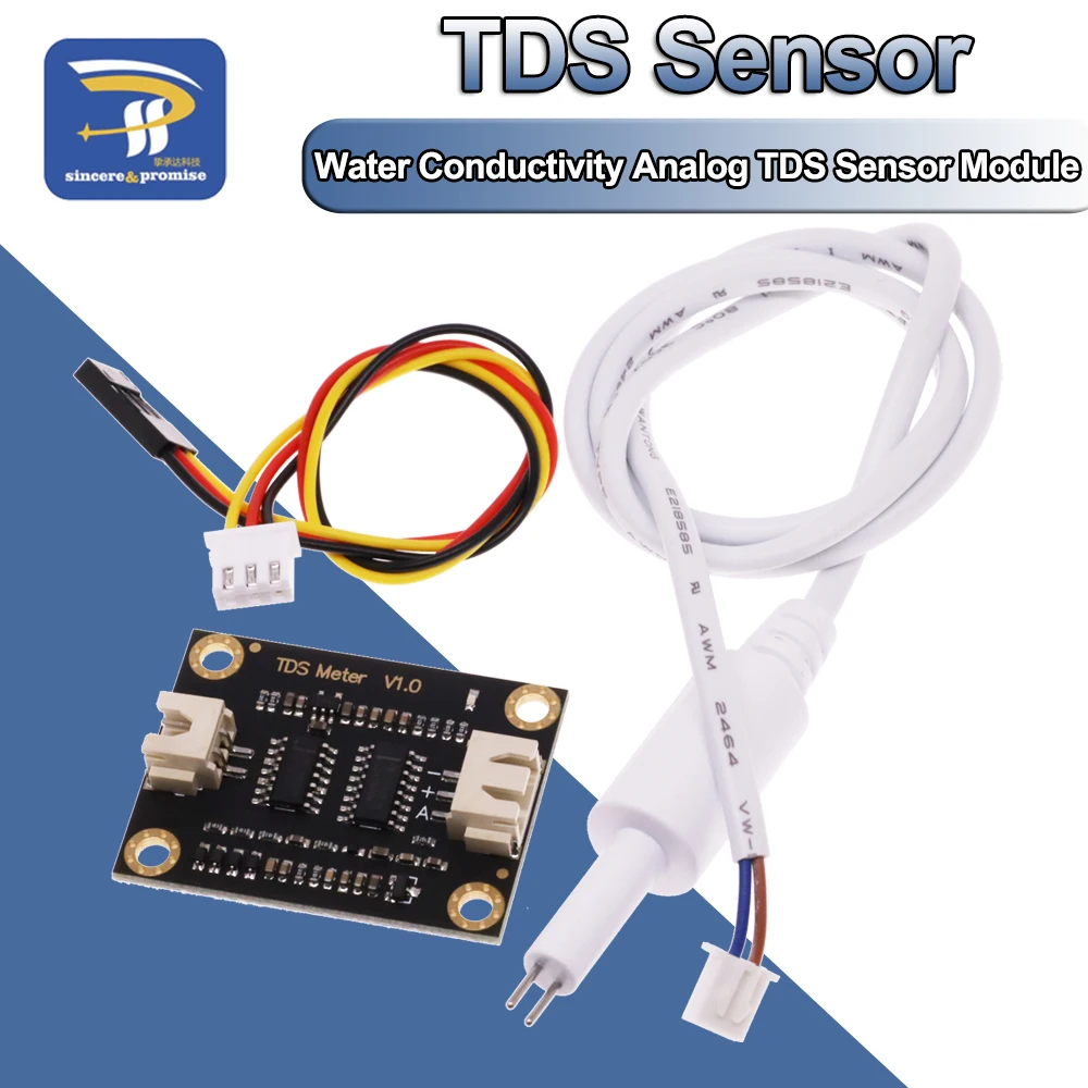 Water Conductivity Analog TDS Sensor Module Tester Liquid Detection Water Quality Monitoring Meter for Arduino UNO R3 3.3-5.5V