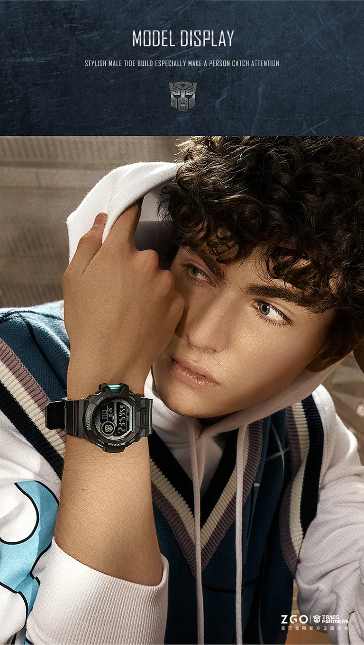 Transformers Co Branded Watch 2024 Waterproof Night Light Fashion Sports Boys Electronic Watch