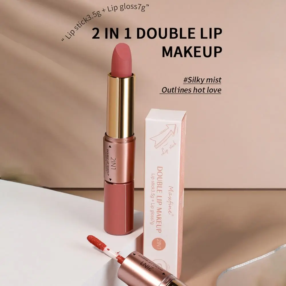 Waterproof Double Head Lipstick Fashion Long Lasting 10 Colors Velvet Lipstick Non-stick Cup Moisture Lip Gloss Makeup