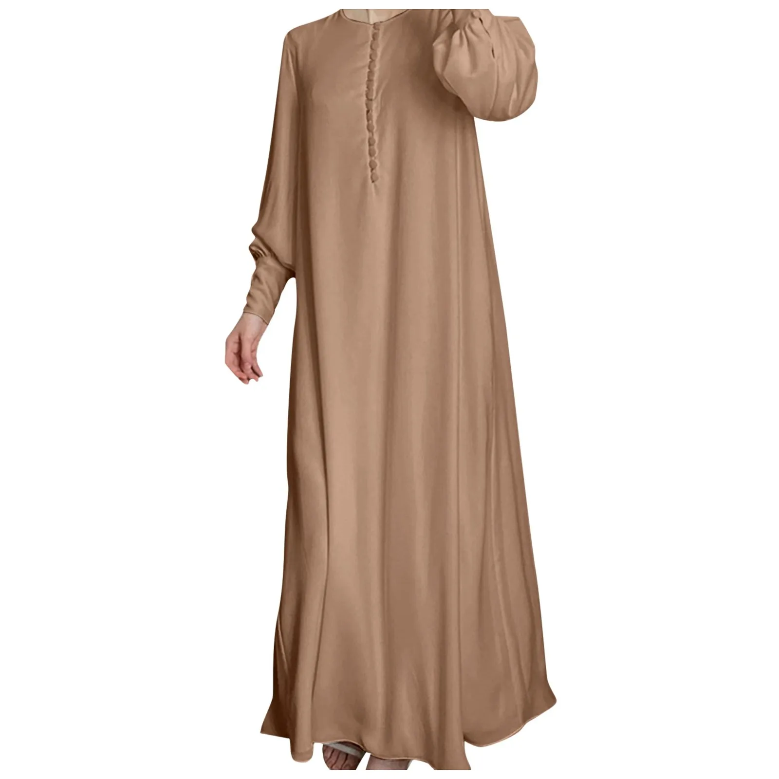 Chiffon Muslim Dress Dubai Turkish Muslim Abayas Solid Color Robes Women Long Sleeve Single Breasted Abays Islamic Clothing