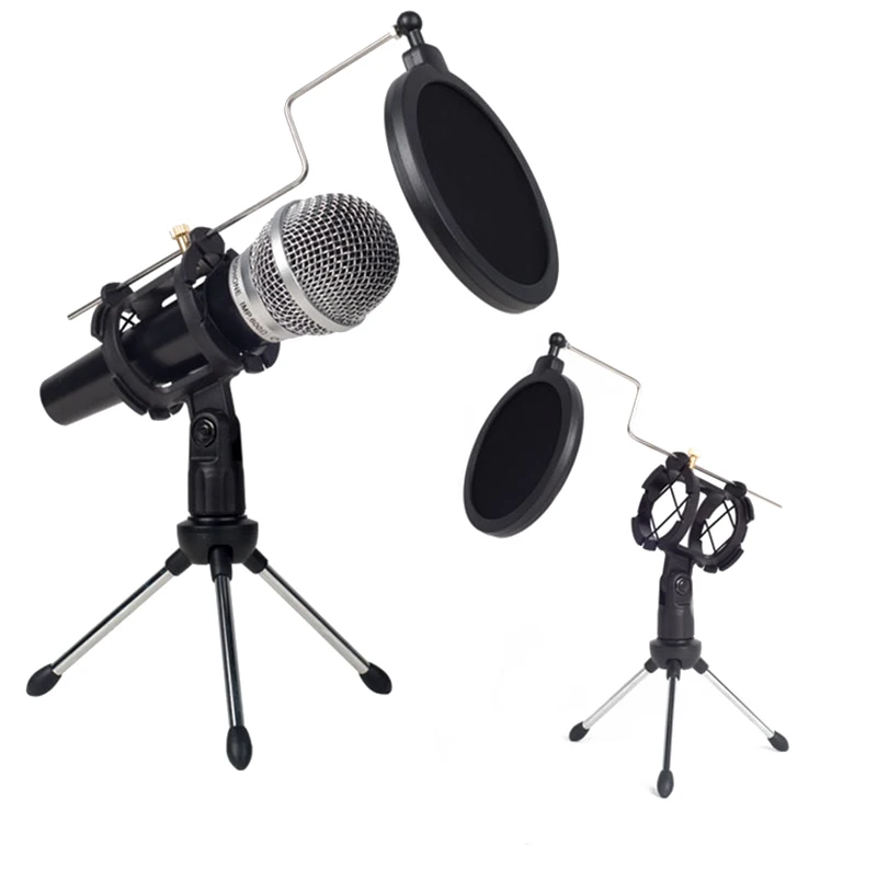 1Set Desktop Tripod Adjustable Microphone Stand For Computer Video Chatting Gaming Podcasting Recording Meeting Recording ﻿