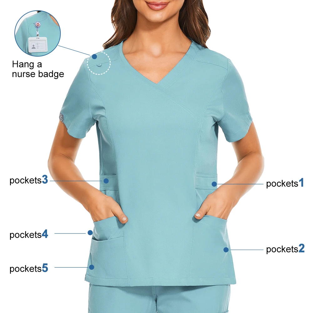 Uniform-clinical Work Wear Elastic Scrub Nurse Beauty Salon Spa Pet Grooming Set Medical Clothing for Women Medical Accessories