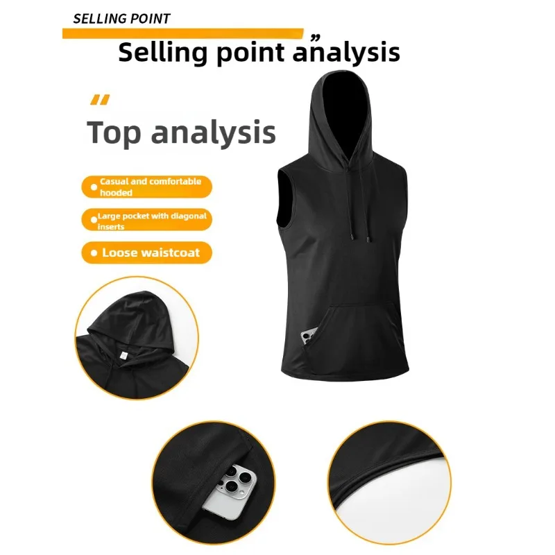 Summer 2-Piece Workout Set Hooded Sleeveless Tank & Shorts Gym Running Fitness Breathable Quick-Dry Sports Sets