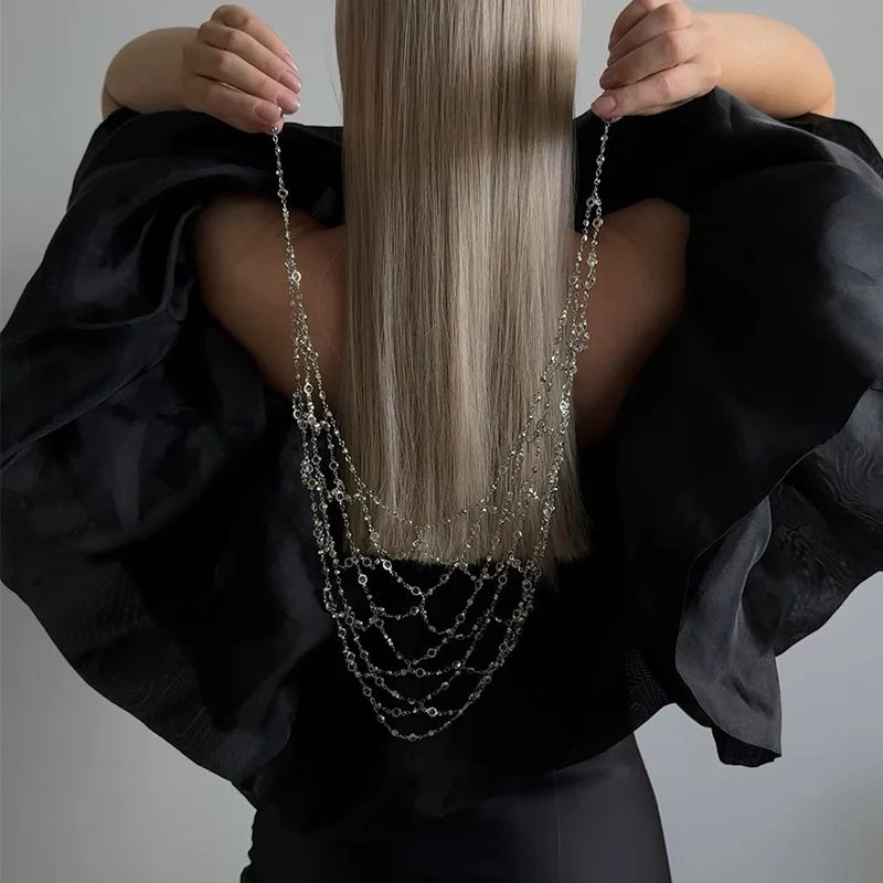 HQ الفاخرة اللؤلؤ الشعر سلسلة مجوهرات للنساء الزفاف العروس غطاء الرأس النحاس حجر الراين سلاسل الشعر قلادة إكسسوارات الشعر