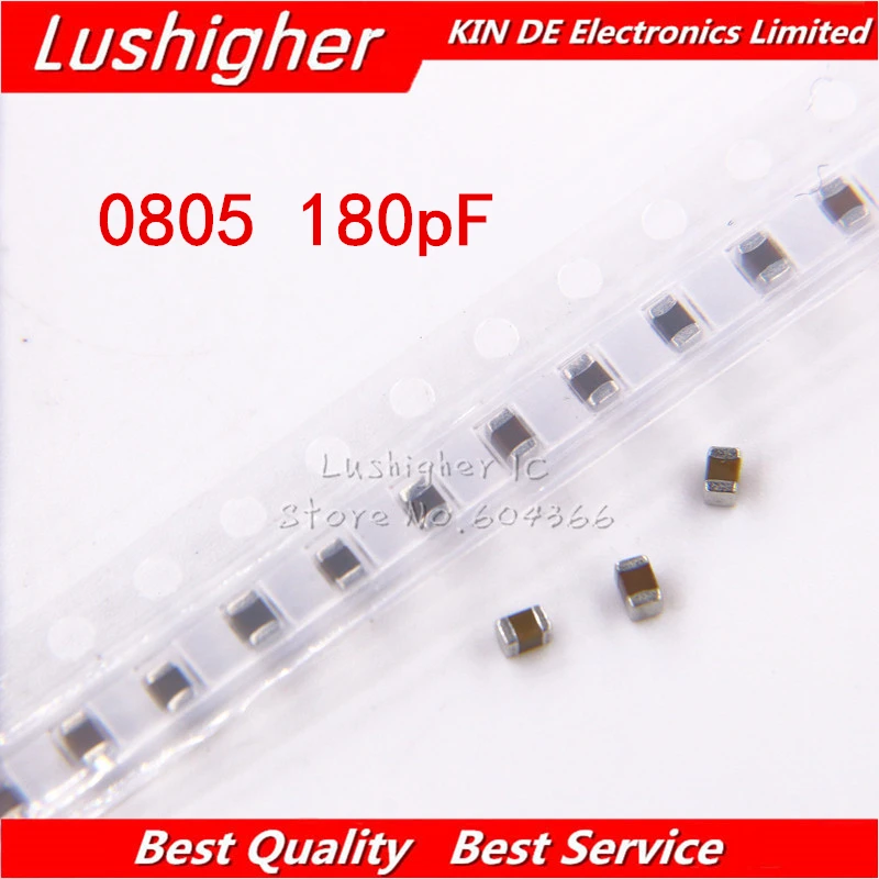 100pcs 0805 180pf 181K 100V X7R 10% SMD Ceramic Capacitor MLCC