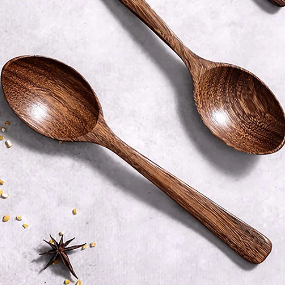 Eco Friendly Japanese Style Dessert Flatware Tableware Cooking Utensils Coffee Spoon Soup Spoons Tea Spoon Wooden Spoon