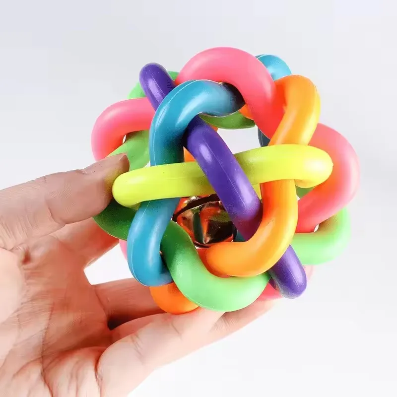 Colorful Bell Woven Toy Popular Dog Bite Resistant Rubber Pet Chewing Playing Fetching Nice Ball Puppy Toy for Large Small Dogs view 5