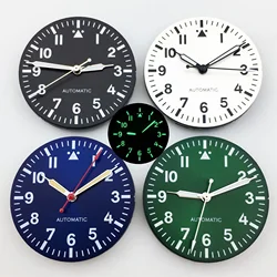29mm Pilot Style Watch Dial and Hands Black Blue Green White Dial C3 Green Luminous Fit NH35 NH36 ETA2824 PT5000 Movement