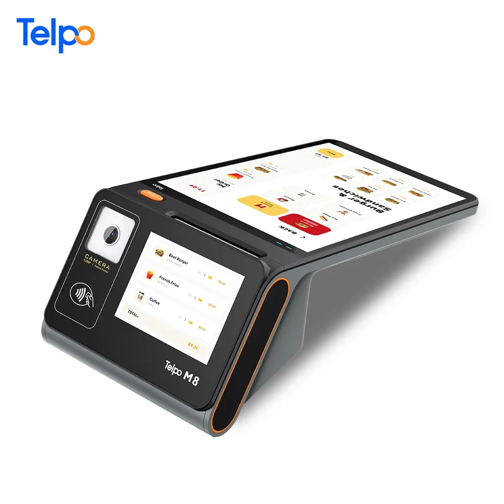 Telpo 8-inch Softpos Desktop Food Order Touch Screen Android 11 Printer Tablet Pos Machine