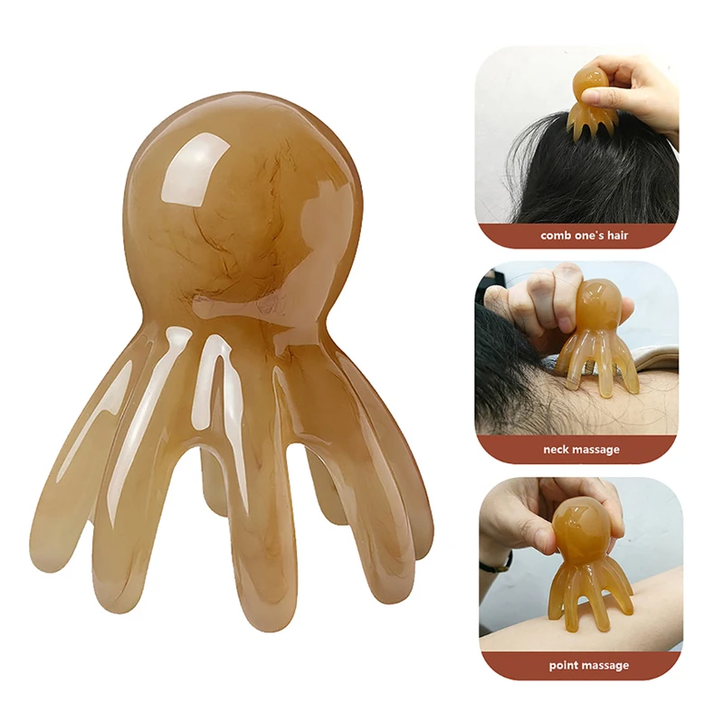 

2 шт., смоляная расческа-осьминог, массажер для головы, меридиан, соскабливание, массаж головы, иглоукалывание, спа, домашний инструмент для терапии здоровья тела