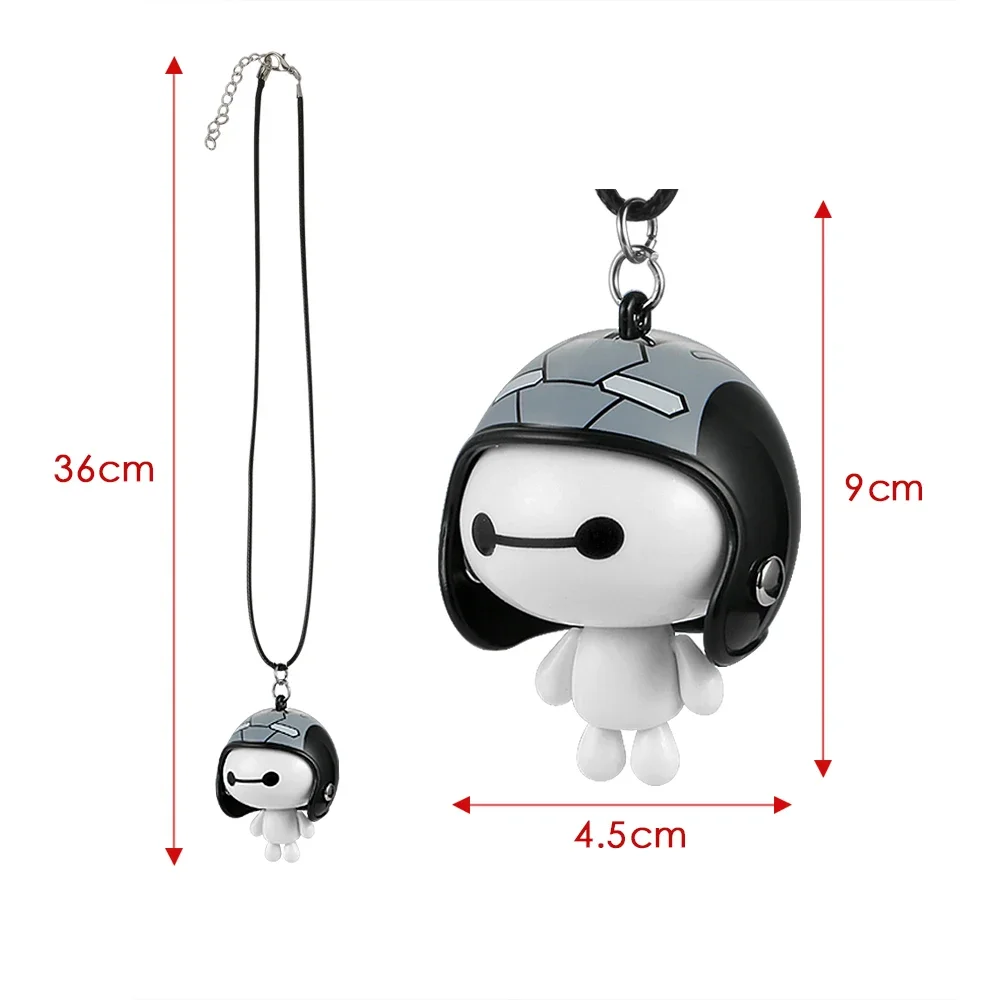 Car Pendant Cute Helmet Baymax Robot Doll Hanging Ornaments Automobiles Rearview Mirror Suspension Decoration Accessories Gifts