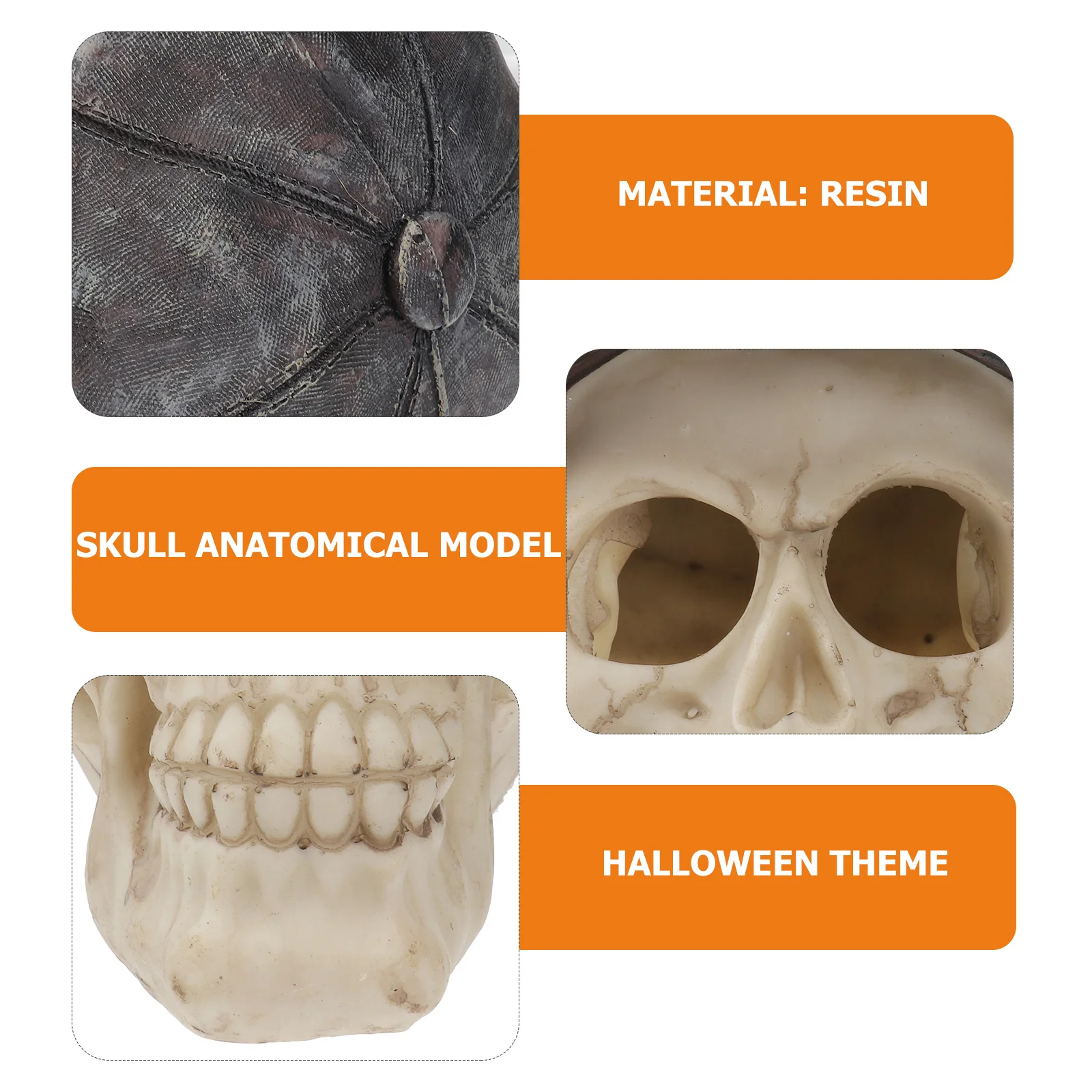 

Skull Decor With Hat Resin Halloween Ornament Horror Skull Decor For Home Party Decoration Man Cave Mantel Shelf Display