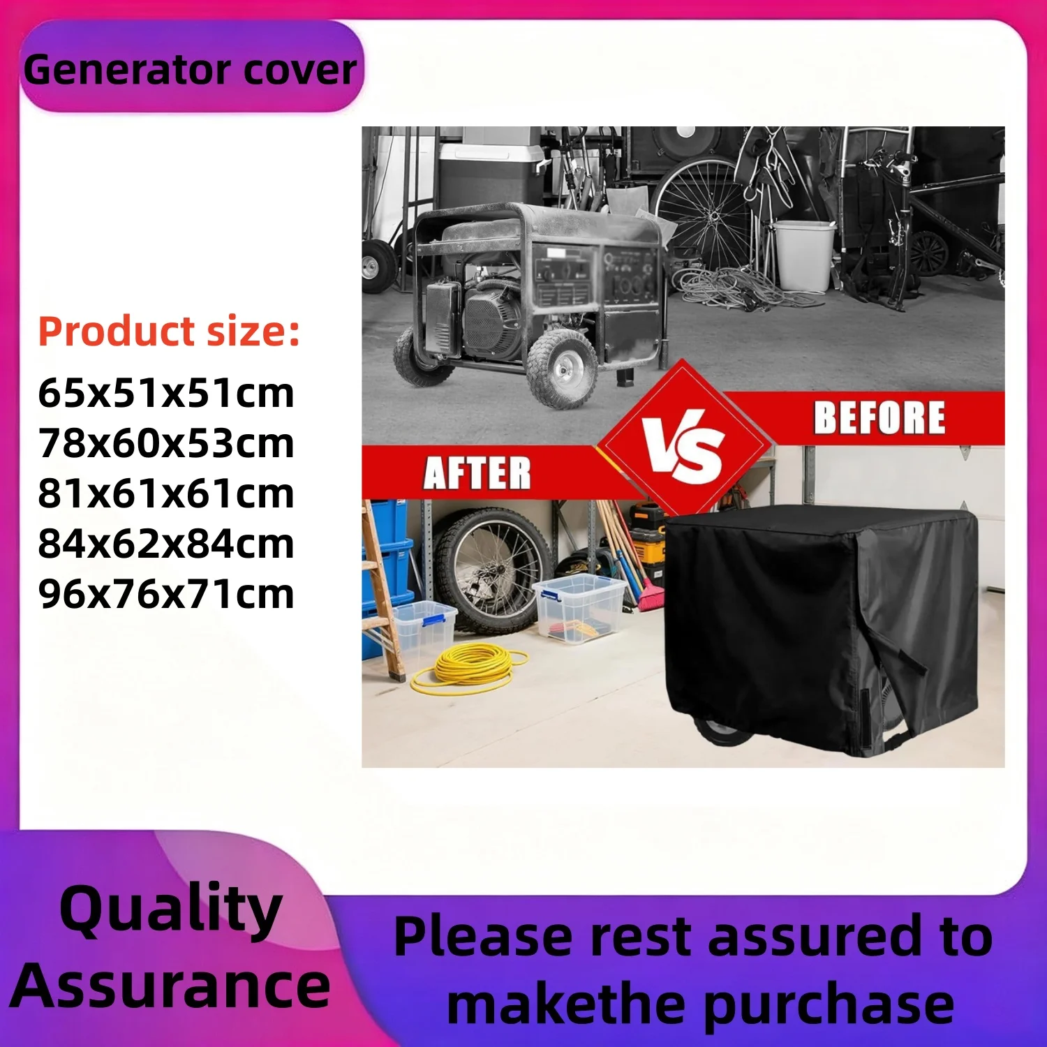 1pc Heavy-Duty Portable Generator Cover Compatible for Most 5000-10000 Watt Generators, Outdoor Generator with Rain Wind